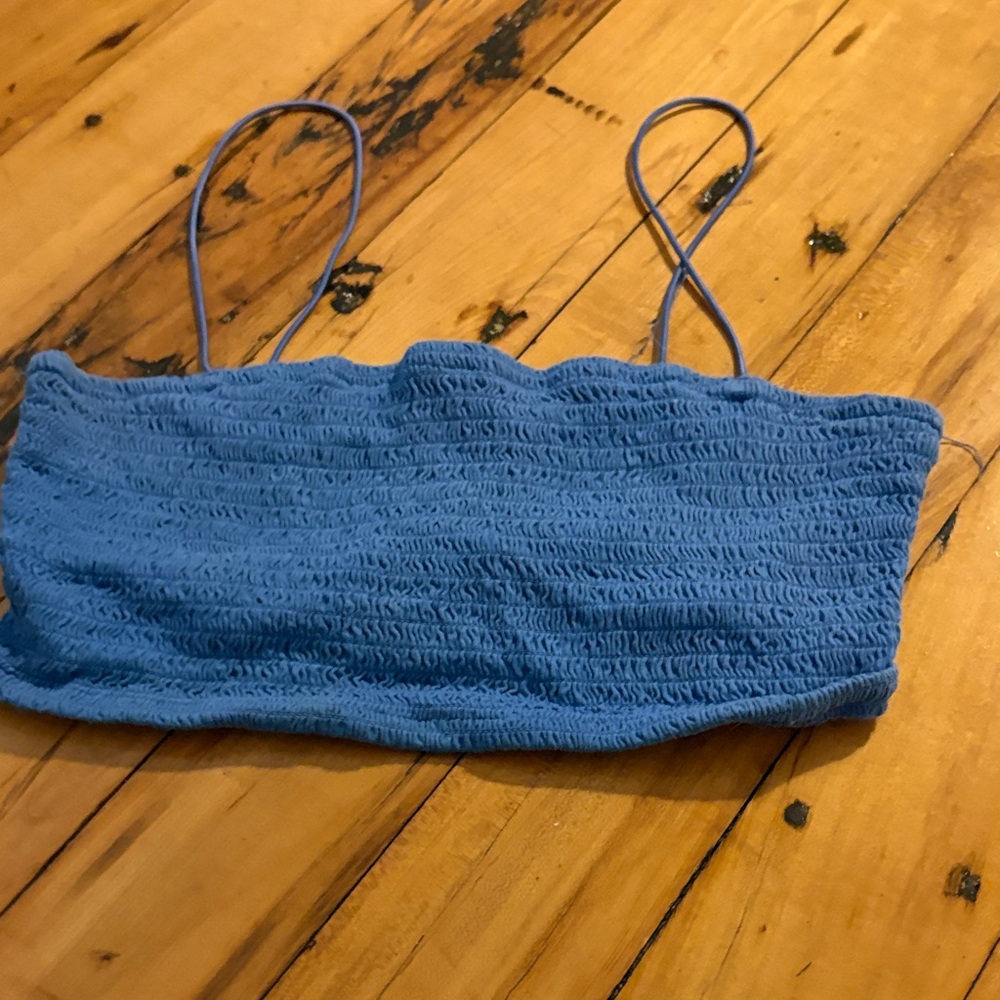 Anthropologie Blue Smocked Top